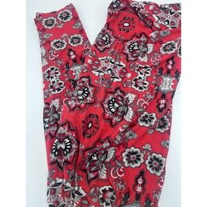 Womans Tall & Curvy LULAROE Leggings Graphic Red & Black Flowers Paisley T&C